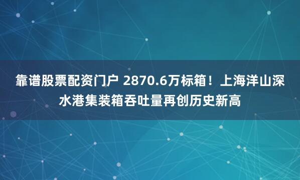 靠谱股票配资门户 2870.6万标箱！上海洋山深水港集装箱吞吐量再创历史新高